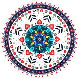 Barevný mandalový vzor s motivy folklóru