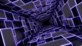 Geometrický 3D tunel v modrém neonovém světle