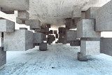 Geometrie průhledného prostoru v šedých tónech