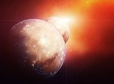 Oranžové světlo vesmírných planet