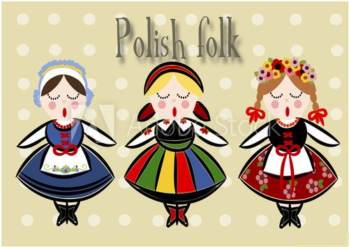 Barevný folklórní motiv panenek