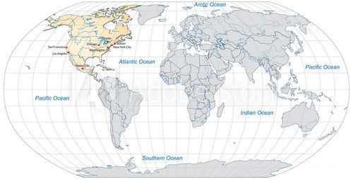 Detailní geopolitická mapa světa