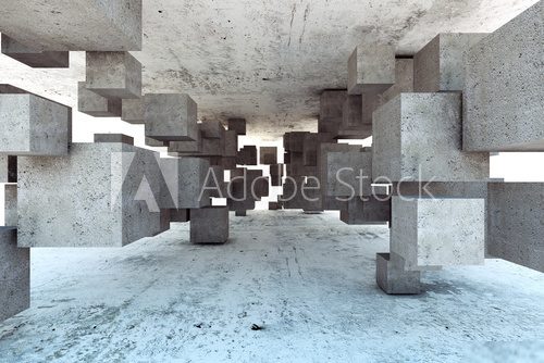 Geometrie průhledného prostoru v šedých tónech