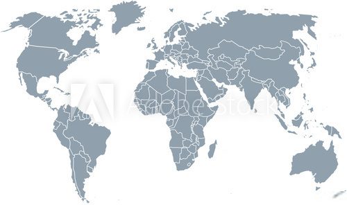 Modrá politická mapa světa