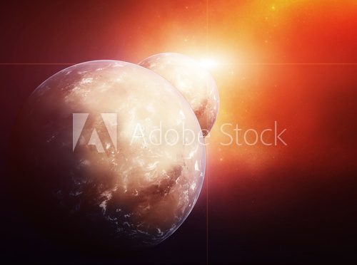 Oranžové světlo vesmírných planet