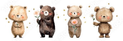Roztomilé medvědí ilustrace do dětského pokoje
