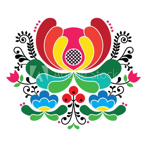 Symetrický folklórní ornament ve svěžích barvách