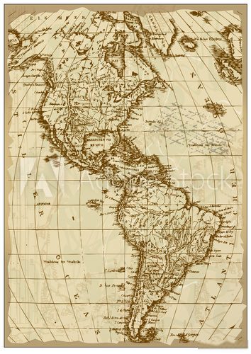 Vintage mapa Ameriky s pergamenovým efektem
