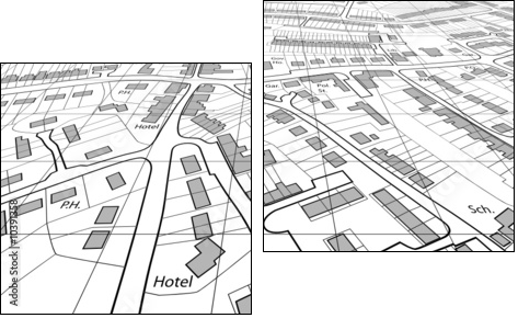 Angled map - Two-piece canvas, Diptych