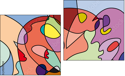 abstract people in confusion, colorful vector background - Two-piece canvas, Diptych