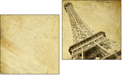 vintage paper with eiffel tower - Two-piece canvas, Diptych