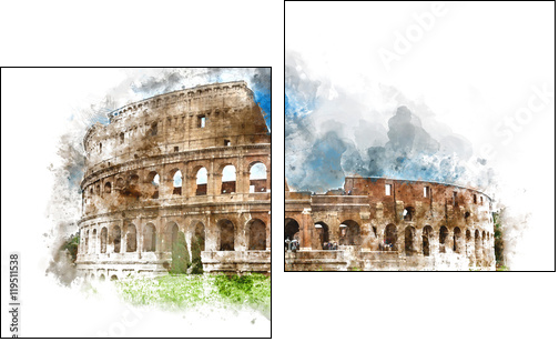 Watercolor painting of the Colosseum, Rome - Two-piece canvas, Diptych