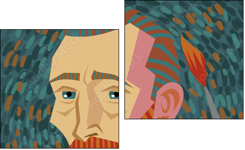 van gogh painter face drawing - Two-piece canvas, Diptych