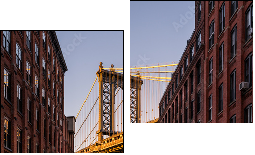 Manhattan Bridge viewed from Brooklyn street - Two-piece canvas, Diptych