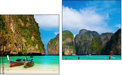 Tropical beach, Maya Bay, Thailand - Two-piece canvas, Diptych