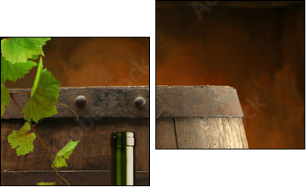 Red wine, grapevine and cask - Two-piece canvas, Diptych
