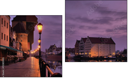 Riverside of GdaÅsk at dawn. - Two-piece canvas, Diptych