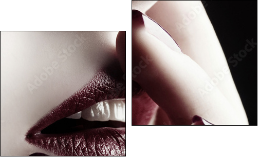 Close-up of lips and nails - Two-piece canvas, Diptych