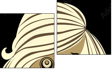 Beautiful girl with long hair and a tattoo - Two-piece canvas, Diptych