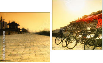 Xi'an / China  - Town wall with bicycles - Two-piece canvas, Diptych