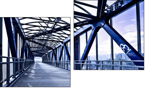 Blue corridor and stairs - Two-piece canvas, Diptych