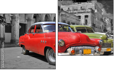 Colorful Havana cars panorama - Two-piece canvas, Diptych