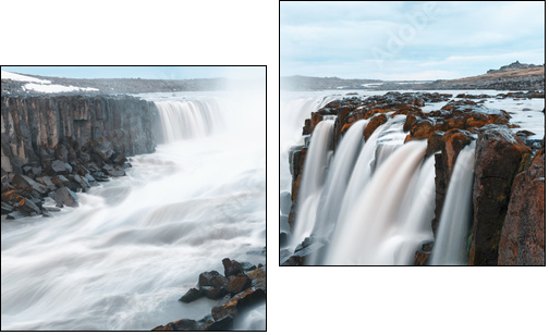 Famous Selfoss waterfall - Two-piece canvas, Diptych