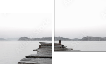 Jetty into a Mountain Lake - Two-piece canvas, Diptych