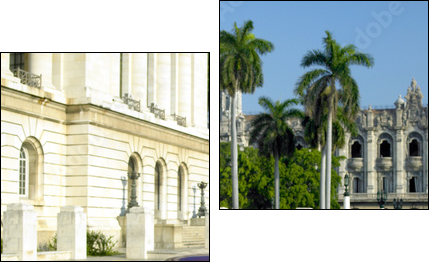 old car in front of Capitol Building, Old Havana, Cuba - Two-piece canvas, Diptych