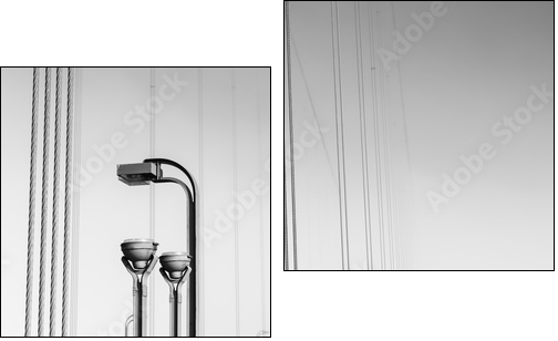 Fog over  Golden Gate Bridge. San Francisco. Part of the famous Golden Gate Bridge. The ocean coast near San Francisco, California. Black and white. - Two-piece canvas, Diptych