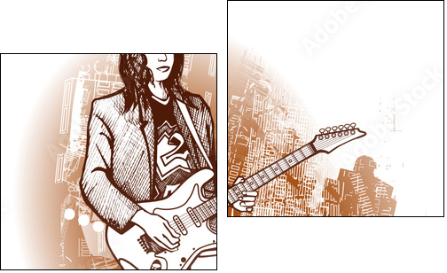 guitarist on grunge background - Two-piece canvas, Diptych