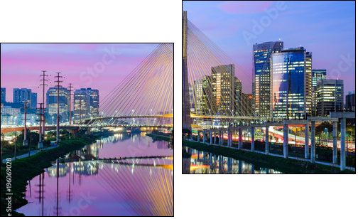 Sao Paulo Sunset Landscape - Brazil - Two-piece canvas, Diptych