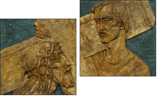 Simon of Cyrene carries the cross - Two-piece canvas, Diptych