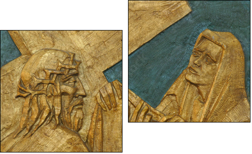 Veronica wipes the face of Jesus - Two-piece canvas, Diptych