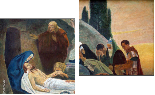 Jesus is laid in the tomb and covered in incense - Two-piece canvas, Diptych