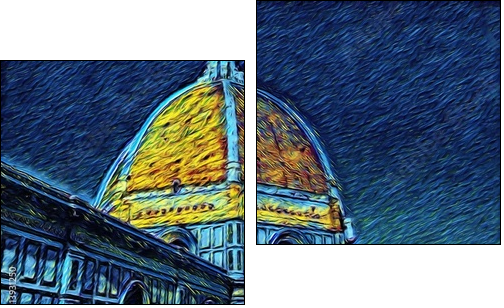 Florence Cathedral in Tuscany, Italy. Italian architecture. Big size oil painting fine art. Van Gogh style impressionism drawing artwork. Creative artistic print for canvas or poster. - Two-piece canvas, Diptych