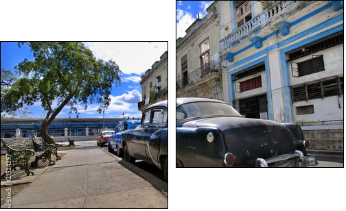 Havana Street with Oldtimer - Two-piece canvas, Diptych