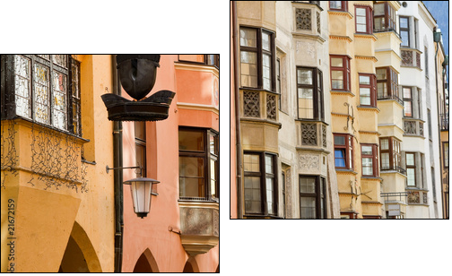 Row of old colorful buildings - Two-piece canvas, Diptych