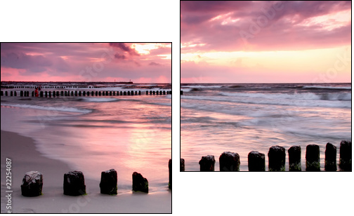 Calmness.Beautiful sunset at Baltic sea. - Two-piece canvas, Diptych