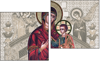 antique russian icon - elaborated image - Two-piece canvas, Diptych