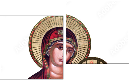 russian icon of 19th century, Virgin Mary and Jesus - Two-piece canvas, Diptych