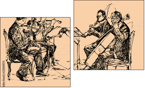 musician quartet - Two-piece canvas, Diptych