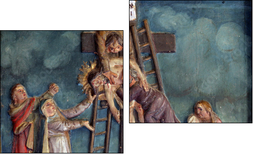 Jesus' body is removed from the cross - Two-piece canvas, Diptych