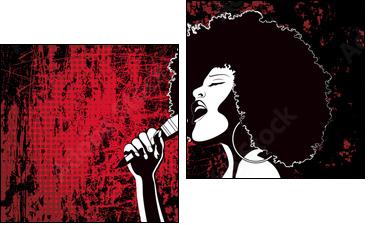jazz singer on grunge background - Two-piece canvas, Diptych
