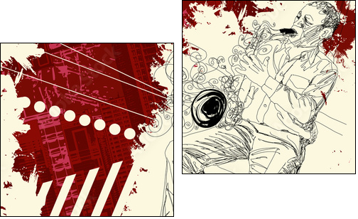 saxophonist on a grunge background - Two-piece canvas, Diptych