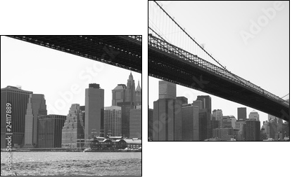 New York City Brooklyn bridge black & white - Two-piece canvas, Diptych