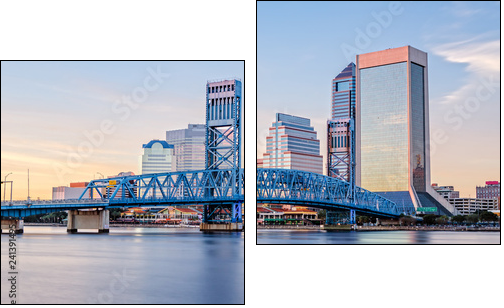 Skyline of Jacksonville, FL and Main Street Bridge - Two-piece canvas, Diptych