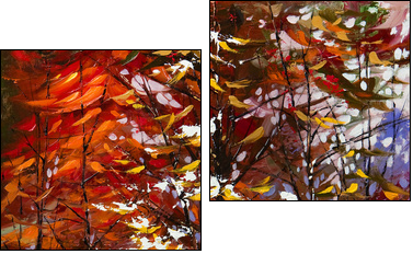 Road to autumn wood - Two-piece canvas, Diptych