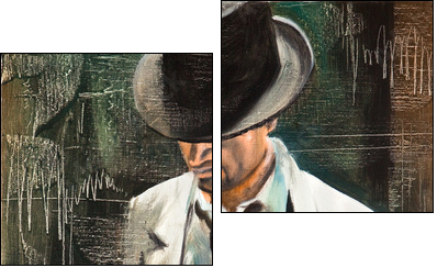 Portrait of the man with a cigarette - Two-piece canvas, Diptych
