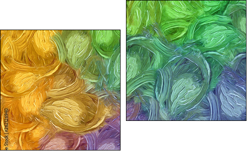 Impressionism wall art print. Vincent Van Gogh style oil painting. Swirl splashes. Surrealism artwork. Abstract artistic background. Real brush strokes on canvas. - Two-piece canvas, Diptych